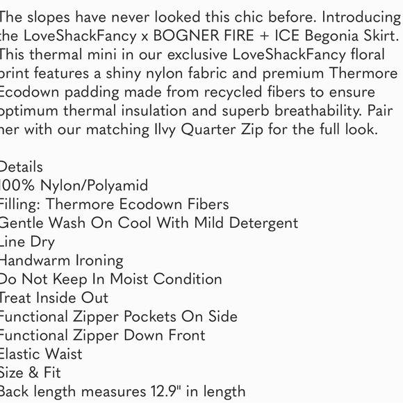 NWT LoveShackFancy X Bogner Begonia skirt ski squirt - Picture 7 of 7